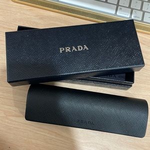 New: Prada Sunglasses Case with Wipe and Box